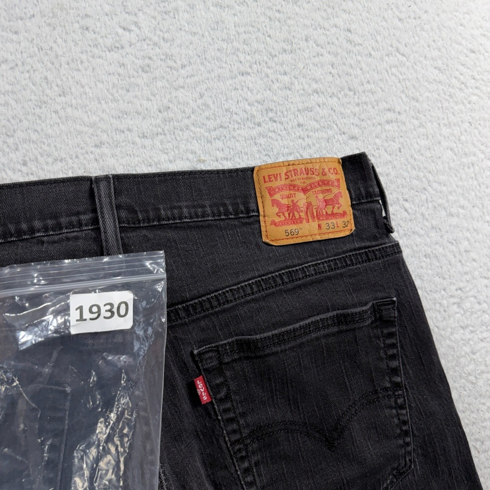 Levis 569 Loose Straight Leg Jeans Mens 33x32 (33.5x28) Black Denim Stretch - Picture 12 of 12